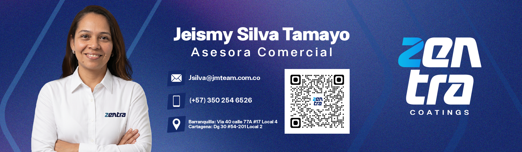 Jeismy Silva Tamayo – Asesora Comercial ZENTRA Coatings